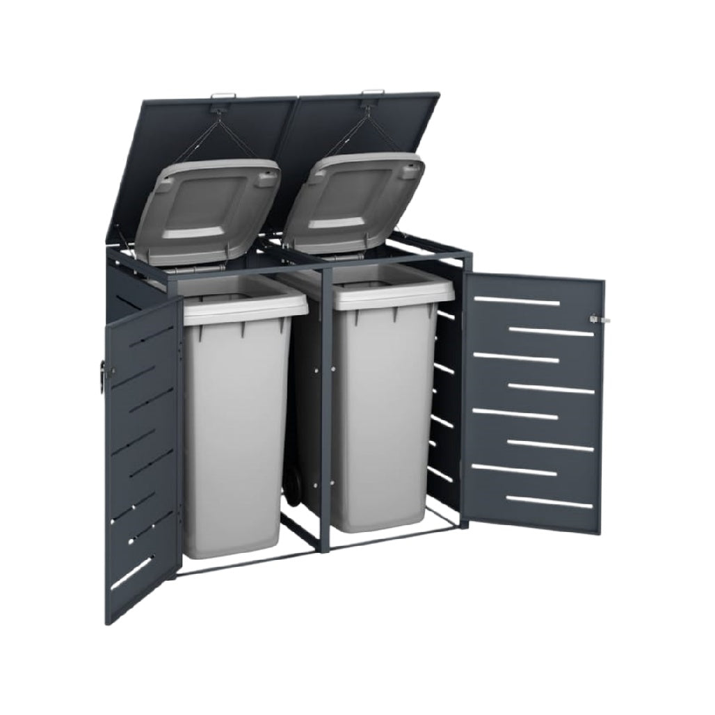 Outdoor Recycling Bin Enclosure for Garden Use Made of Metal - 80 x 40 x 100